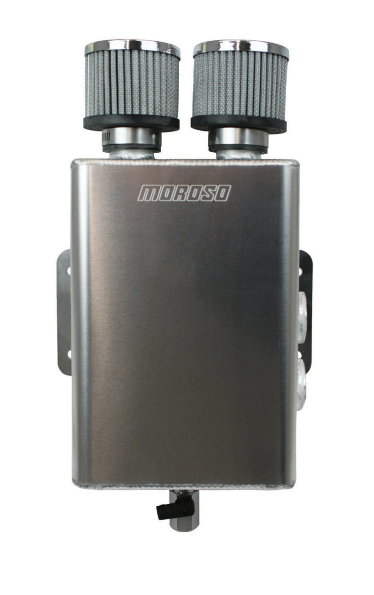 Moroso Dual Inlet -8AN Billet Breather Tank Catch Can - Black